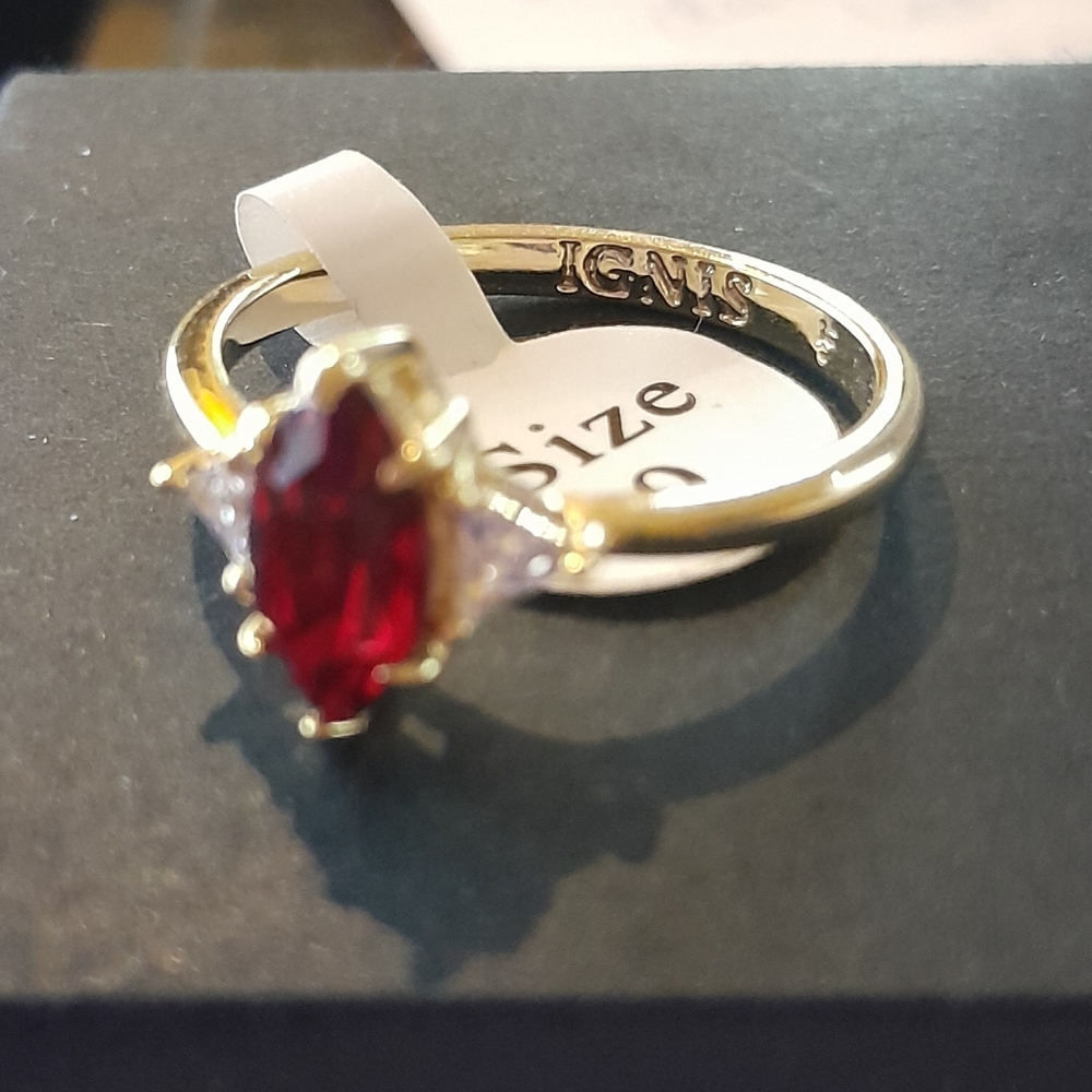 Fragrant Jewels Gold Ring with Red Gemstone Sz 9 - Picture 5 of 6